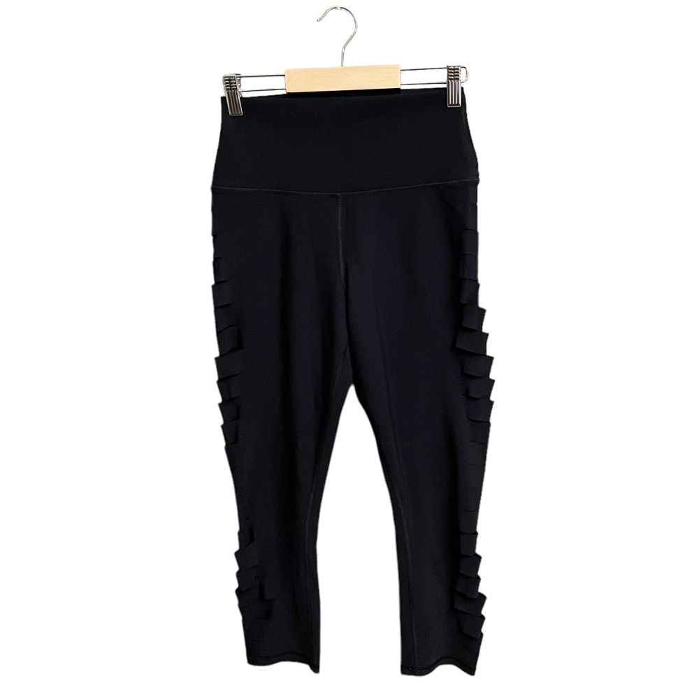 Alo Yoga High Waist Side Sliced Capri Crop Leggings Black - Picture 2 of 5
